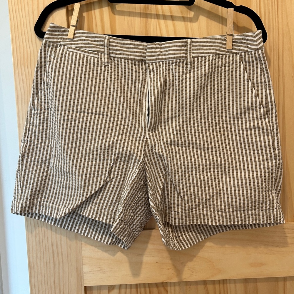 Womens Brown and White stripe shorts